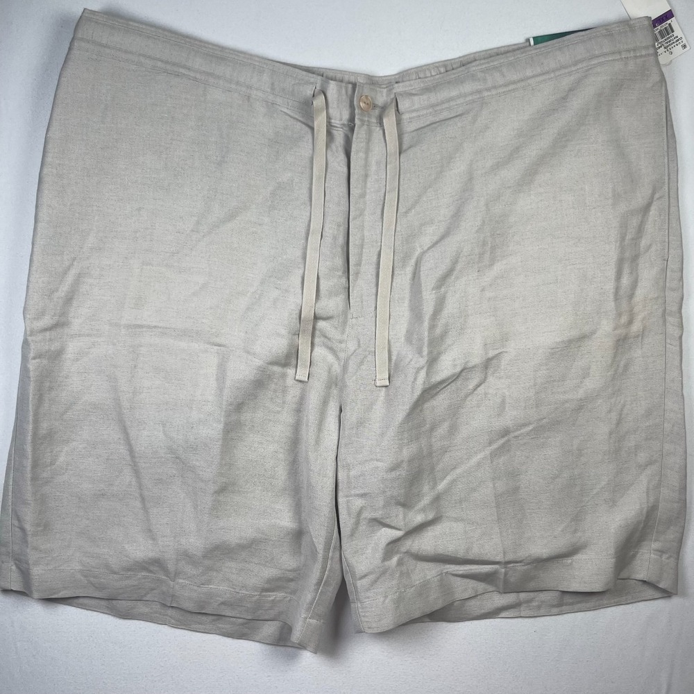 Cubavera Mens 2XL Beige‎ Linen Shorts Drawstring Pockets Resort Casual